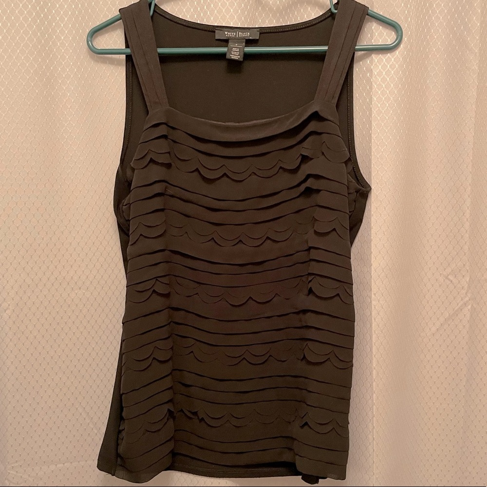 Black scalloped ruffle tank from White House black market